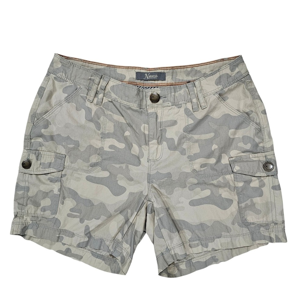 Natural Reflections Women 6 Grey Camo Cargo Shorts Outdoor Casual